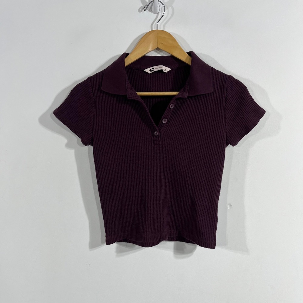 SO Preppy Y2K Grunge Old Money Waffle Knit Polo Shirt Medium Granola Minimalist